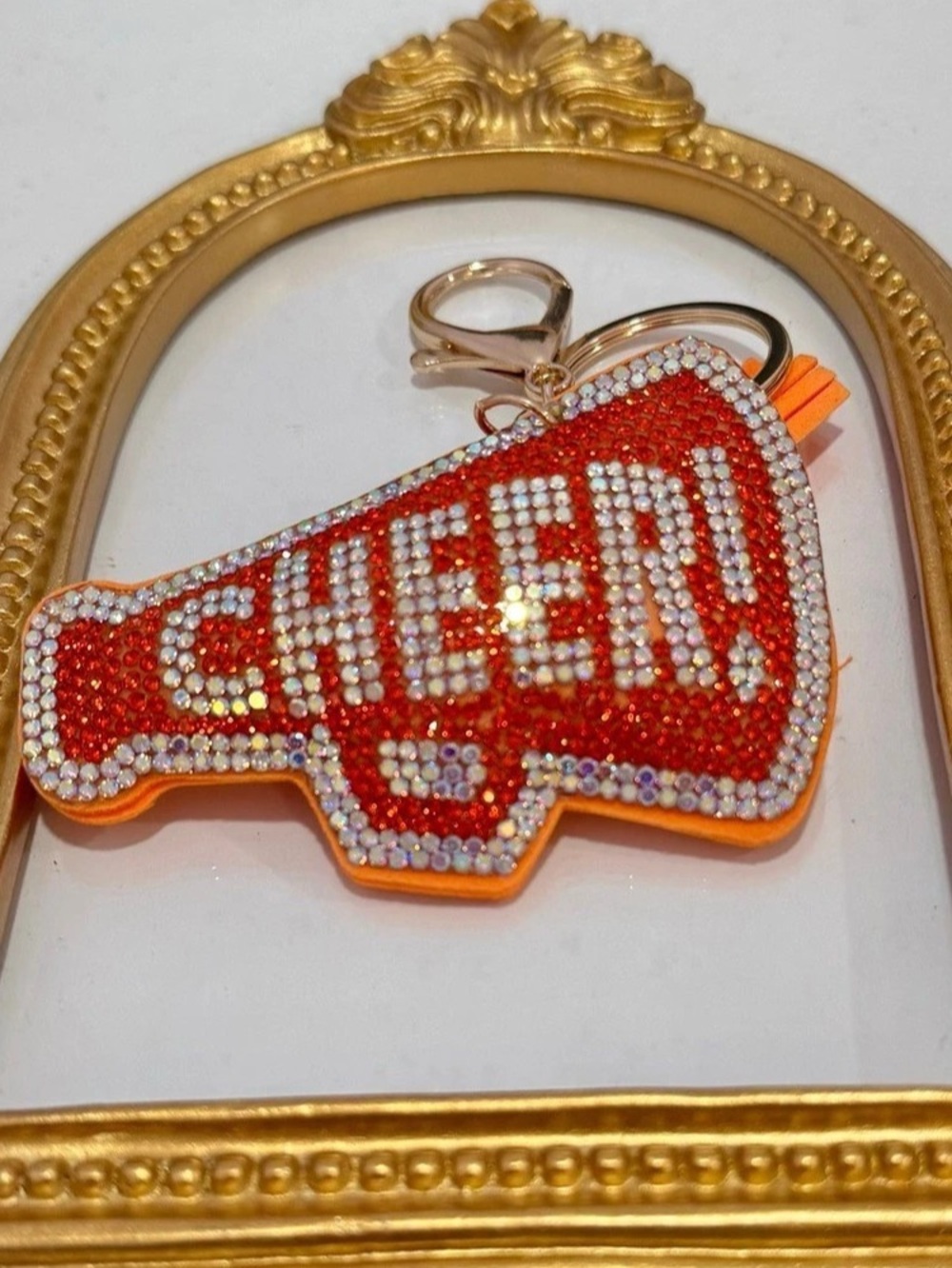 New Orange Rhinestone Cheerleader Keychain - Picture 4 of 5